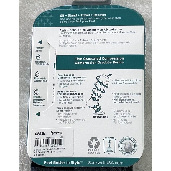 Sockwell Mens Speedway Firm Graduated Compression Socks M-L 20-30mmHg - Picture 4 of 4